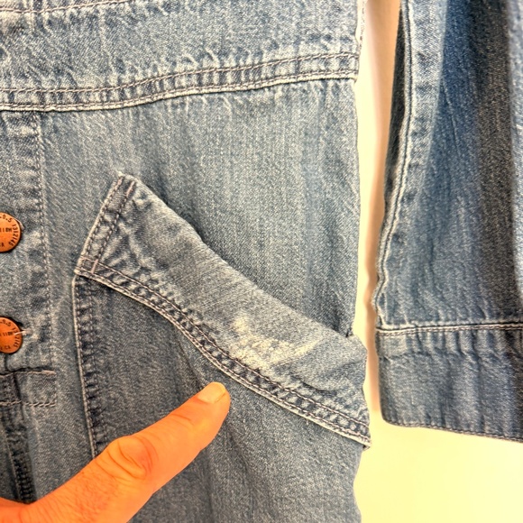 Y2K Current Elliott Blue Denim Jumpsuit SZ 2 Utility Long Sleeve 90s J.Lo Style - Picture 12 of 12